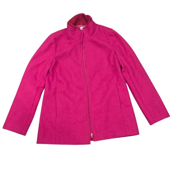 J Crew Wool Coat Wool Village Coat Classic Tailored Fuschia Pink Size 8 - Picture 7 of 11